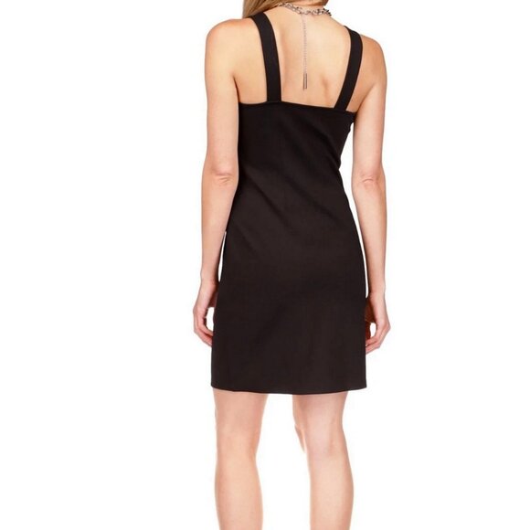 MICHAEL Michael Kors Black Cocktail Chain Halter Sheath Dress L - Picture 6 of 8